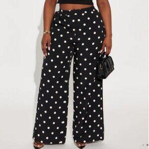 Lucelia Polka Dot Trouser Pant - Black/White - 3x (Fashion Nova)